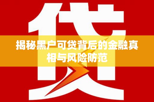 乐亭揭秘黑户可贷背后的金融真相与风险防范