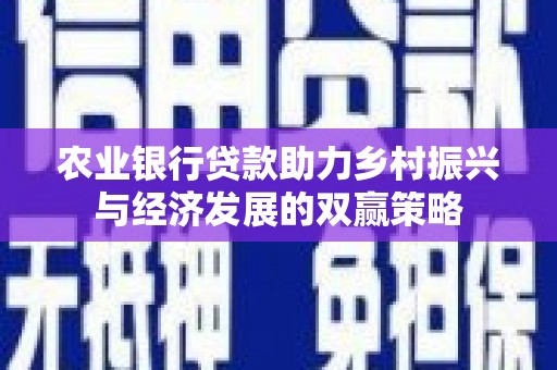 乐亭农业银行贷款助力乡村振兴与经济发展的双赢策略