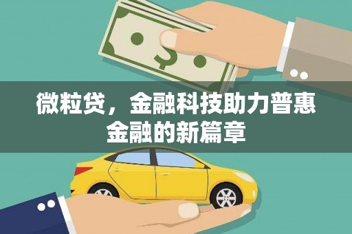 乐亭微粒贷，金融科技助力普惠金融的新篇章